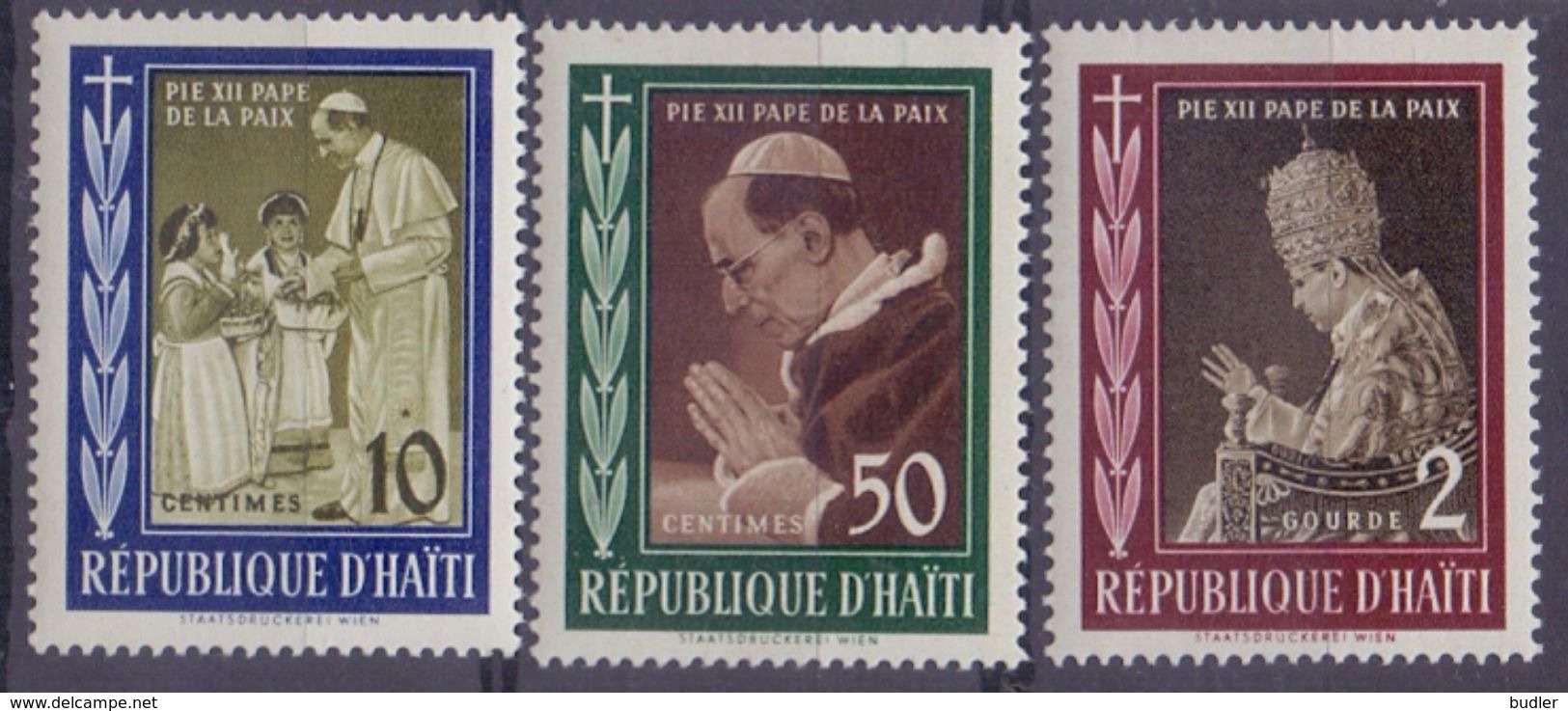 Rép. D'HAÏTI :1959: Y.410-12&PA158-60 Dentelés/neufs/MNH : ## La Mort Du Pape PIE XII ## : RELIGION,CATHOLIC CHURCH, - Haïti