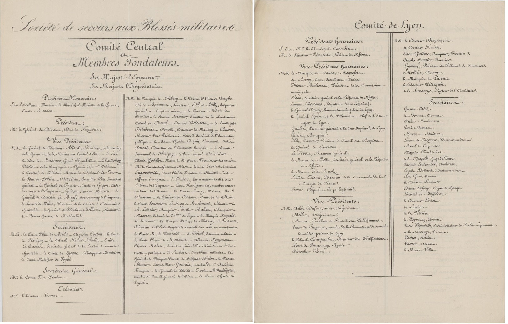 Paris 1863Société De Secours Des Blessés Militaires Croix-rouge Filgrane Présentation De L'association - Documents Historiques