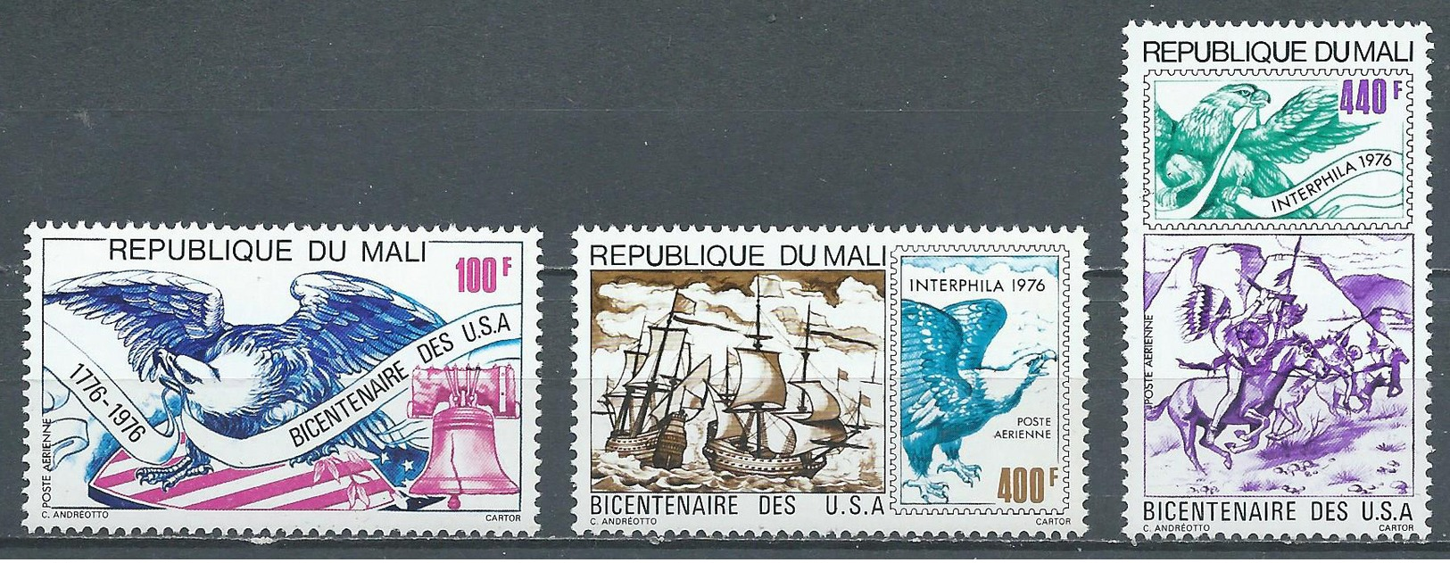 Mali Poste Aérienne YT N°273/275 Indépendance Des Etats-Unis Neuf ** - Mali (1959-...)