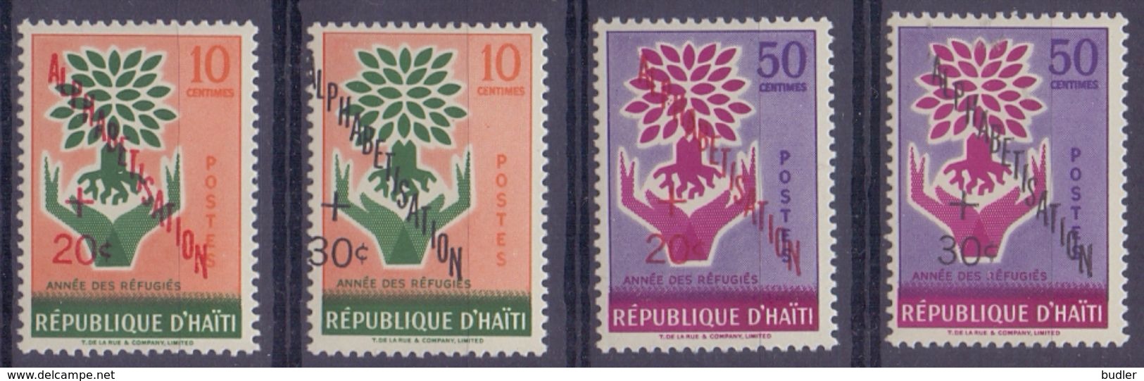 Rép. D'HAÏTI :1960: Y.443&46 Dentelés/neufs/MNH : ## Campagne Pour L'ALPHABÉTISATION ## : TREE,ARBRE,HANDS,MAINS, - Haïti