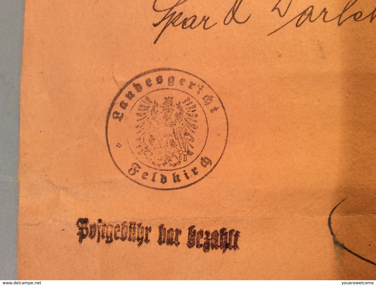 DT REICH Umschlag Wiederverwendet FELDKIRCH VORARLBERG 8.8.1946 „POSTGEBÜHR BAR BEZAHLT“ Brief Umschlag (Österreich - Briefe U. Dokumente