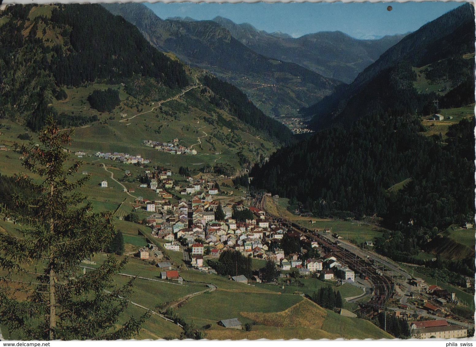 Airolo TI - Panorama - Bahnstempel Giornico - Photo: Engelberger - Giornico