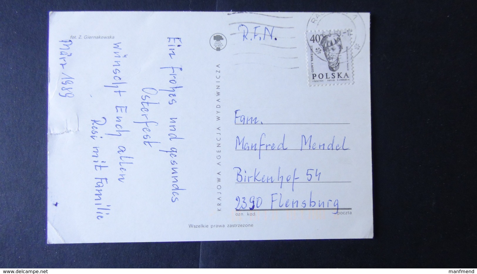 Poland - 1986 - Mi:PL 3037, Sn:PL 2742, Yt:PL 2847 O On Post Card - Look Scan - Briefe U. Dokumente