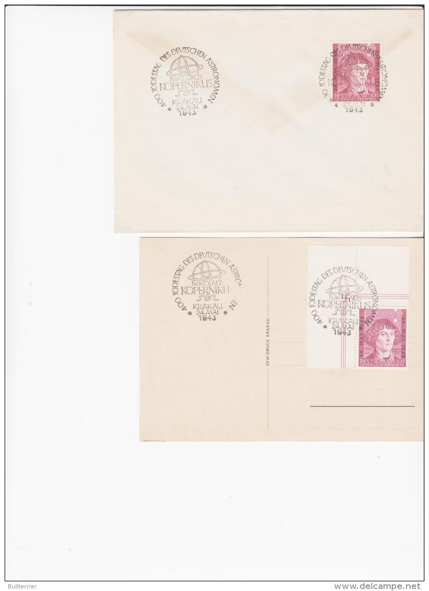 Copernicus- Poland General Gov - 1943 Fdc And Card With Special Postmark - Algemene Overheid