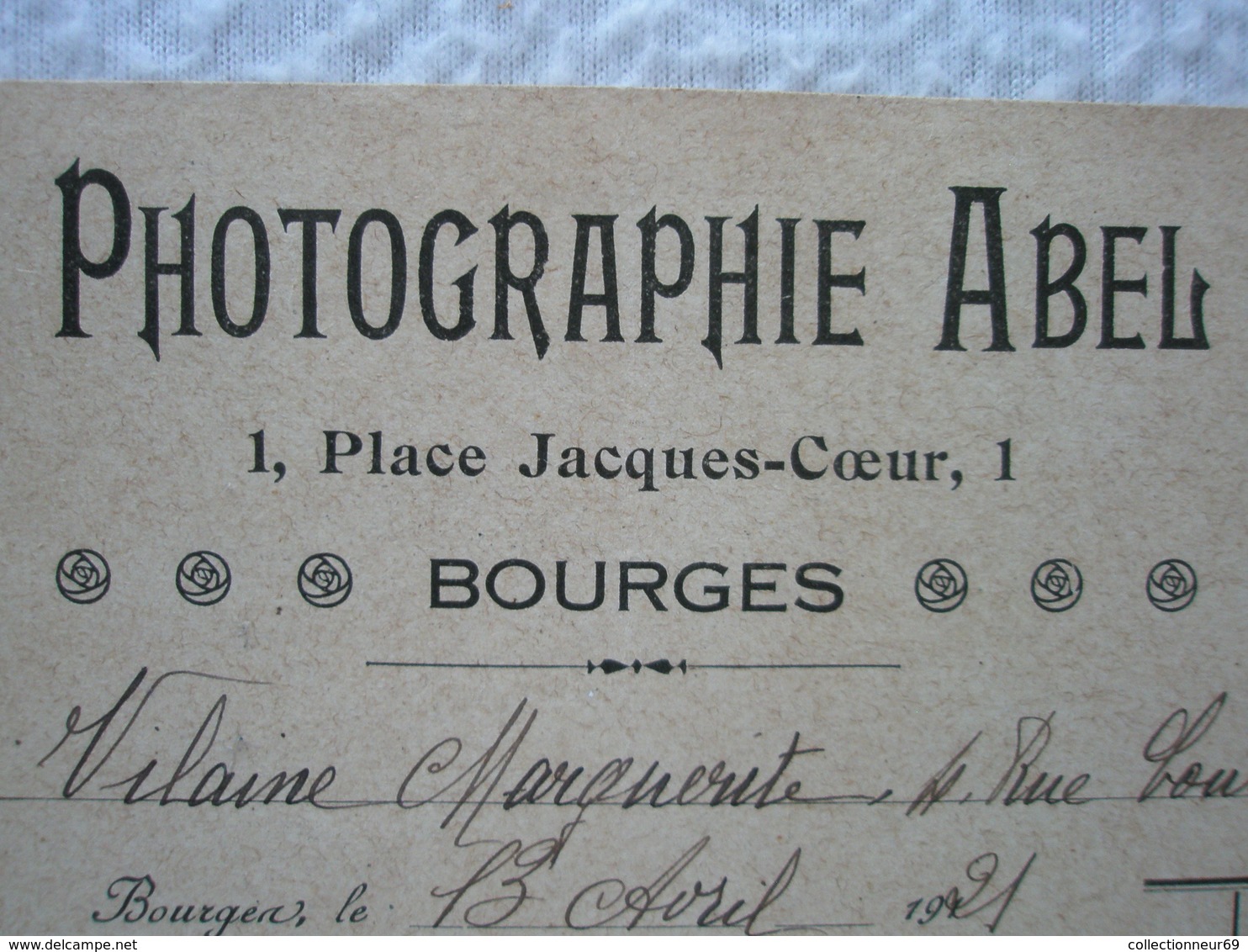 Photographe ABEL à Bourges / Agrandissement / Photographies Quittance Avec Timbre Fiscal 6 Photos Formats Visite 1921 - 1900 – 1949