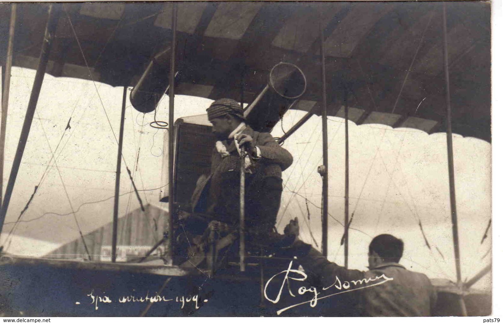 CARTE PHOTO .  AVIATION 1909  PILOTE....... - Aviateurs