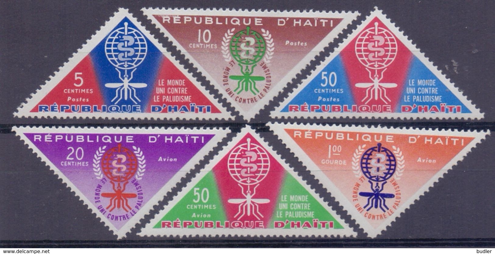 Rép.d'HAÏTI :1962: Y.478-80&PA241-43 Dentelés/neufs/MNH:## Éradication Du Paludisme ##:MALARIA,HEALTH,SANTÉ,INSECT, ... - Haïti