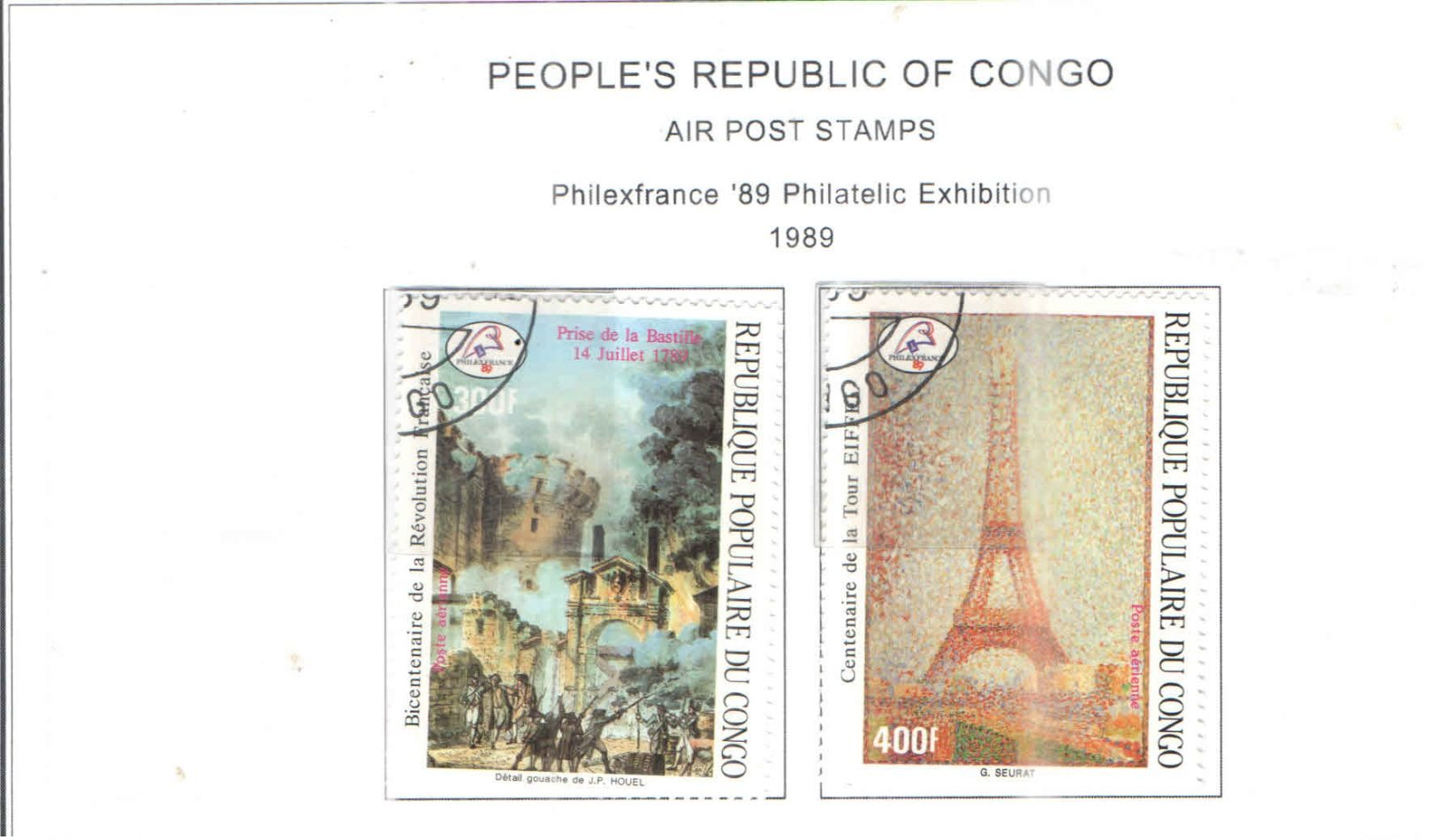 Congo Brazzaville 1985 PA Philafrance   Scott.C396+397+ See Scans - Usati