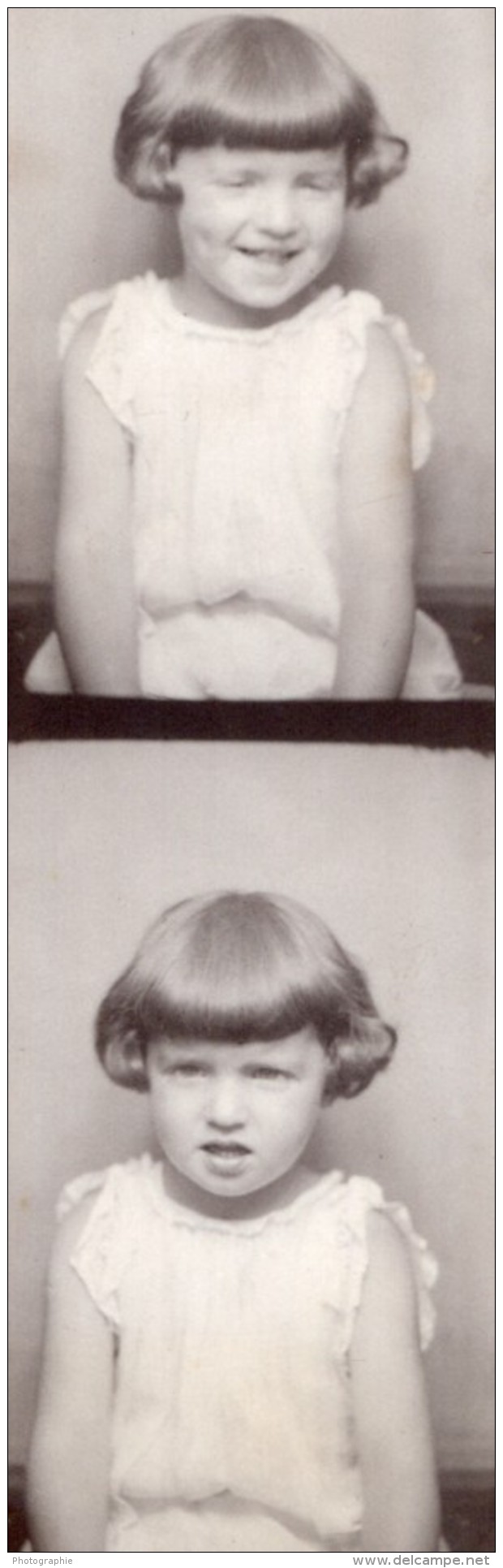 USA ? Portrait D'Enfant Fille Photomaton Photobooth Old Photo 1920's ? - Other & Unclassified