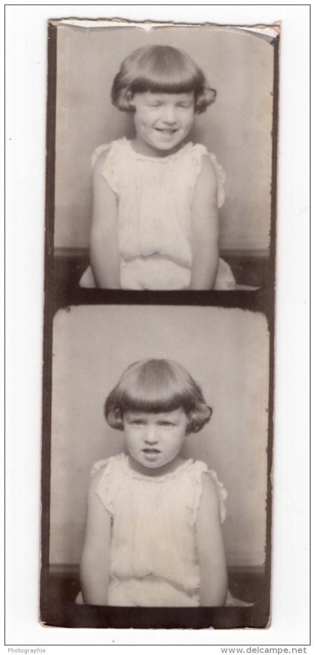 USA ? Portrait D'Enfant Fille Photomaton Photobooth Old Photo 1920's ? - Other & Unclassified