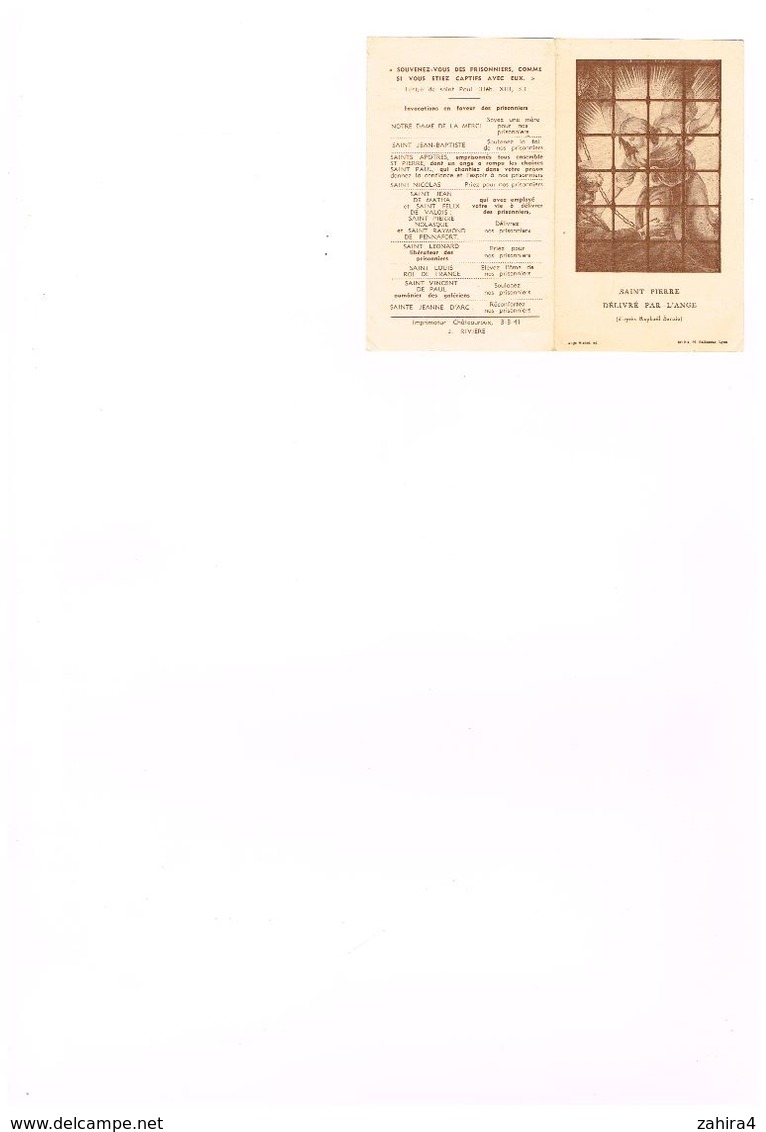 2 Volet  St Pierre Délivré Par L'ange Raphaèl Sanzio Prières D'enfant Pour Les Prisonnier à Jeanne D'Arc 2e Guerre 1941 - Images Religieuses