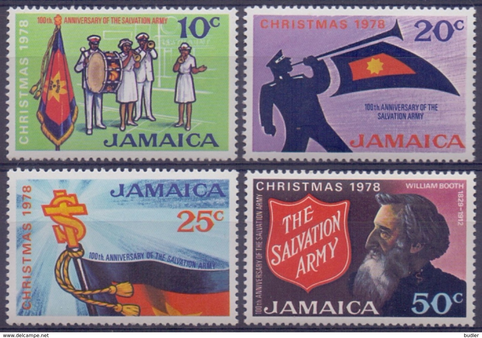 JAMAICA :1978: Y.454-57 Dentelled/neufs/MNH :  ## Centenary Of The SALVATION ARMY ## : CHRISTMAS,NOËL,WILLIAM BOOTH, - Jamaique (1962-...)