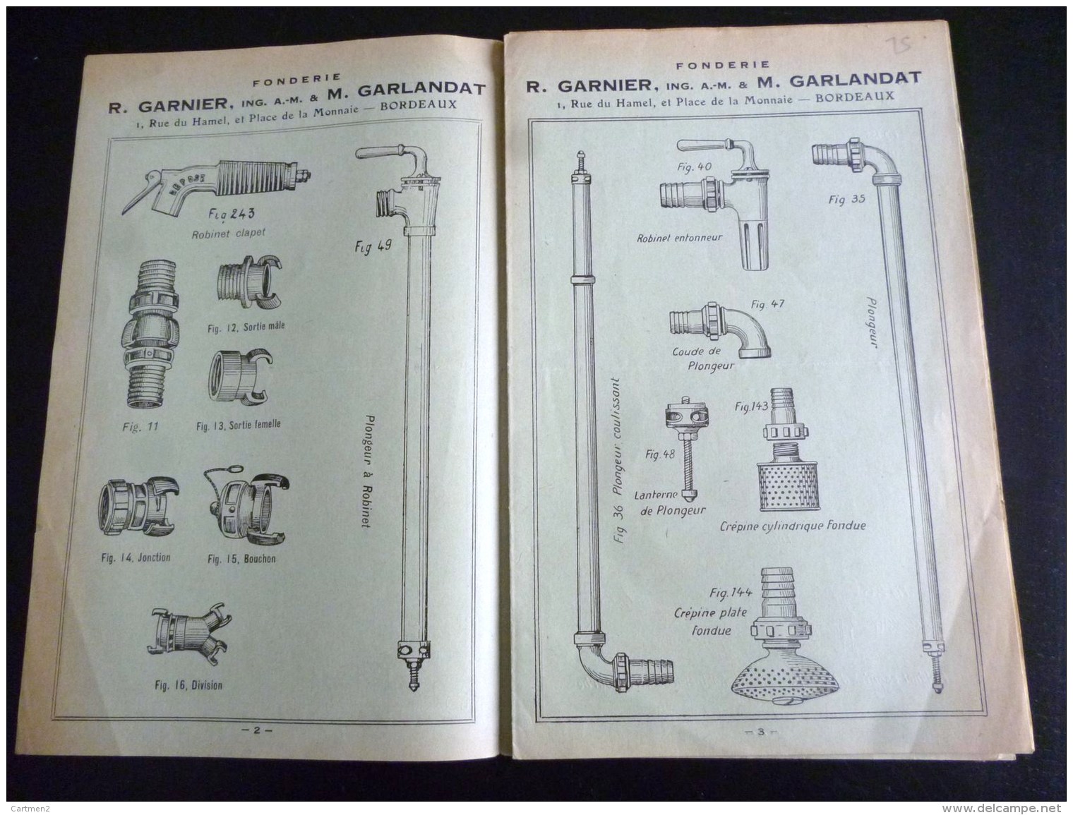 CATALOGUE FONDERIE R. GARNIER GARLANDAT BORDEAUX ROBINETERIE VINICOLE VITICULTURE AGRICULTURE VENDANGE VIGNERON ALCOOL - 1800 – 1899