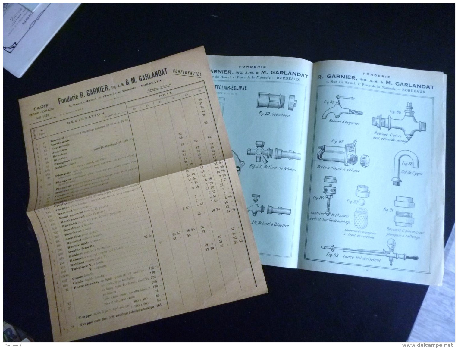 CATALOGUE FONDERIE R. GARNIER GARLANDAT BORDEAUX ROBINETERIE VINICOLE VITICULTURE AGRICULTURE VENDANGE VIGNERON ALCOOL - 1800 – 1899