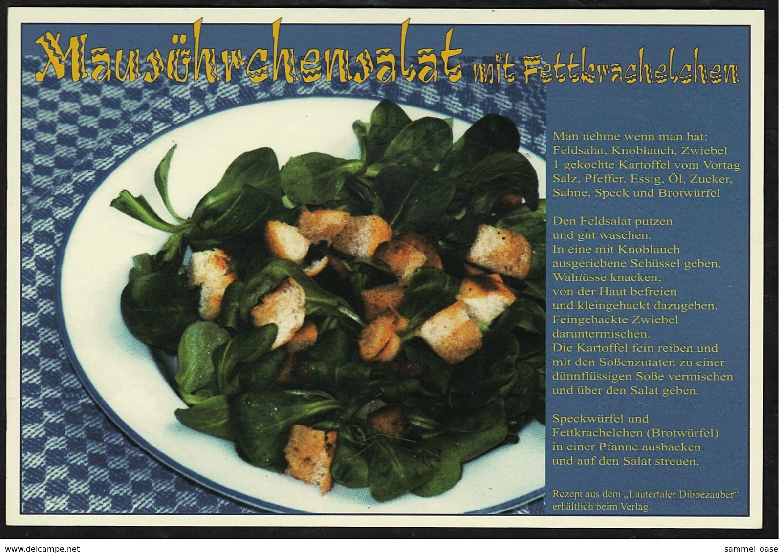 Rezept : Mausöhrchensalat Mit Fettkrachelchen  -  Ansichtskarte Ca. 2002   (8245) - Küchenrezepte