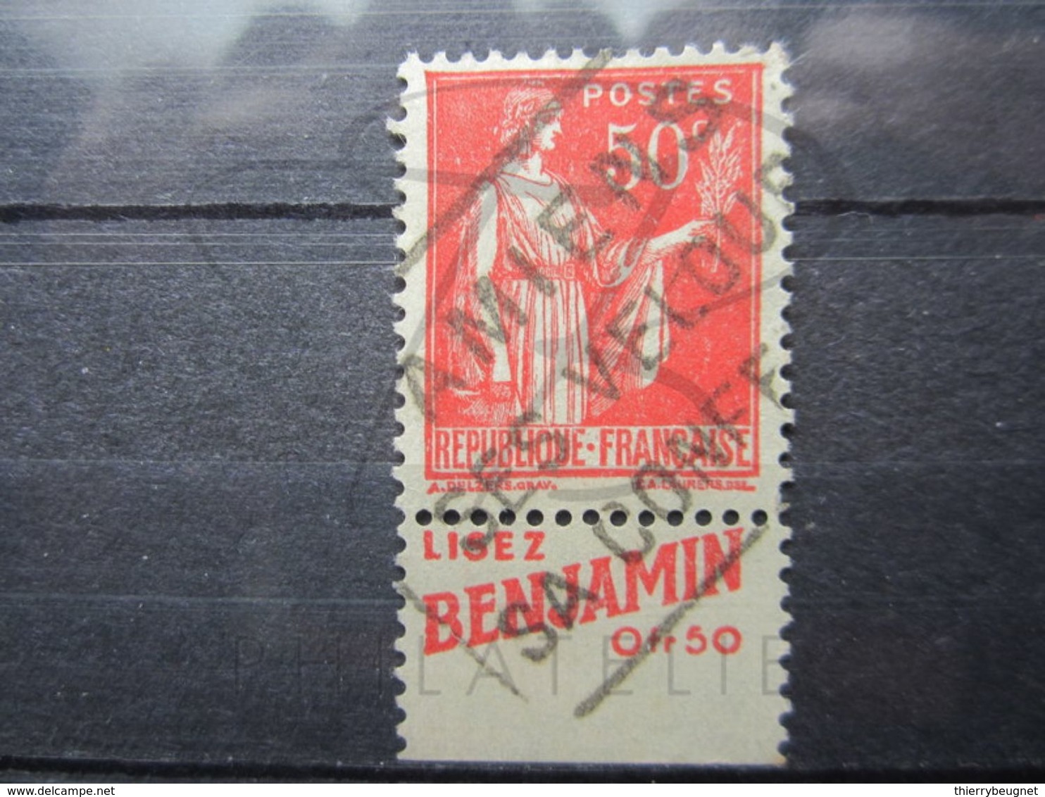 VEND BEAU TIMBRE DE FRANCE N° 283 , TYPE I + BANDE PUBLICITAIRE " BENJAMIN " !!! (g) - Other & Unclassified