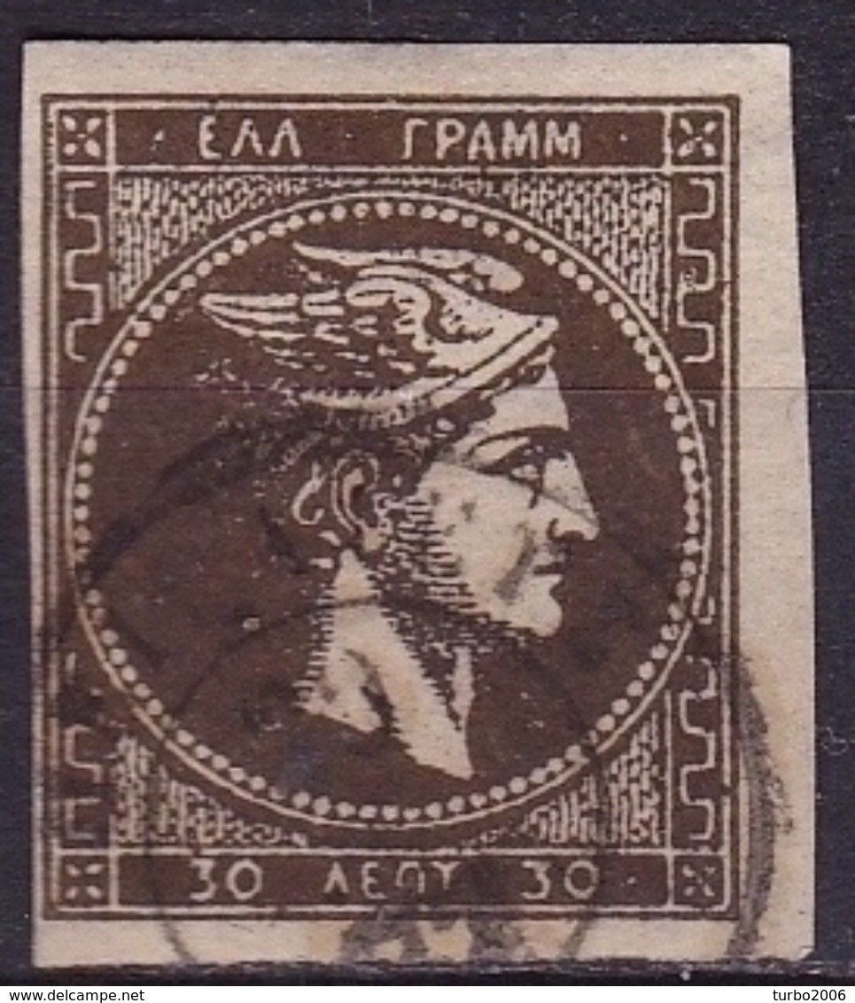 GREECE 1876 Large Hermes Head Athens Print 30 L Deep Olive Brown Vl. 59 A - Gebruikt