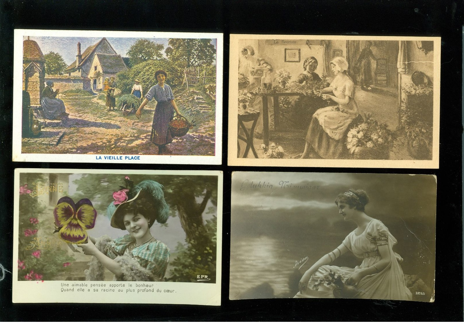 Beau lot de 60 cartes postales de fantaisie femmes femme   Mooi lot van 60 postkaarten fantasie vrouwen vrouw - 60 scans