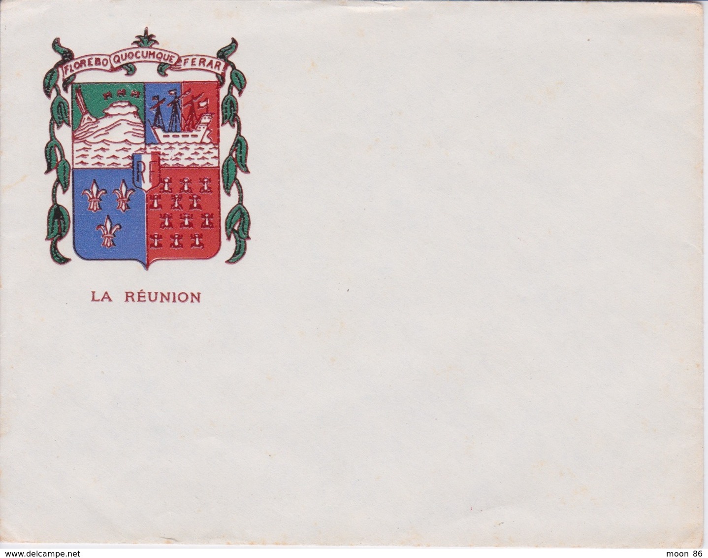 974 - ILE DE LA REUNION -  ENVELOPPE AVEC BLASON ET AVEC L'ANCIENNE EMBLÈME - Autres & Non Classés