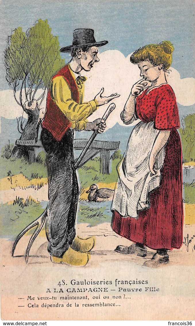 Illustration - Gauloiseries Françaises - A La Campagne Pauvre Fille - Humour - 1900-1949