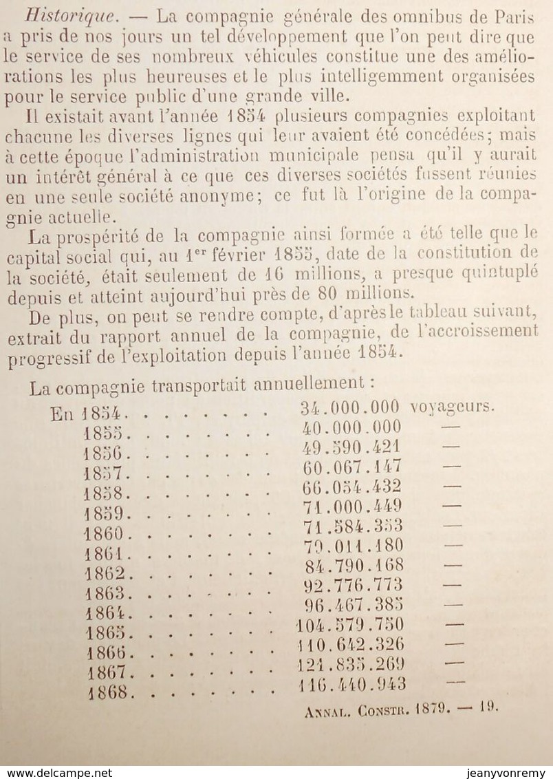 Plan De La Vue Des écuries Du Dépôt De La Bastille. 1879 - Obras Públicas