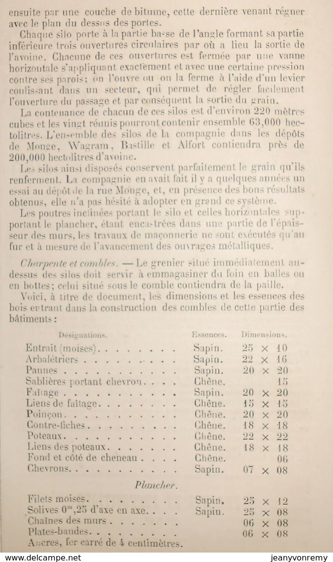 Plan De La Vue Des écuries Du Dépôt De La Bastille. 1879 - Obras Públicas