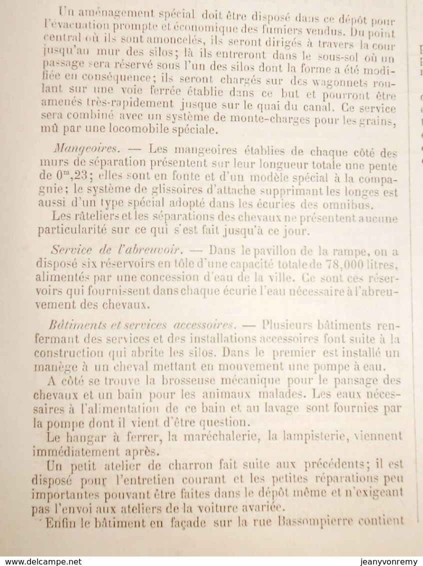 Plan de la vue des écuries du dépôt de la Bastille. 1879