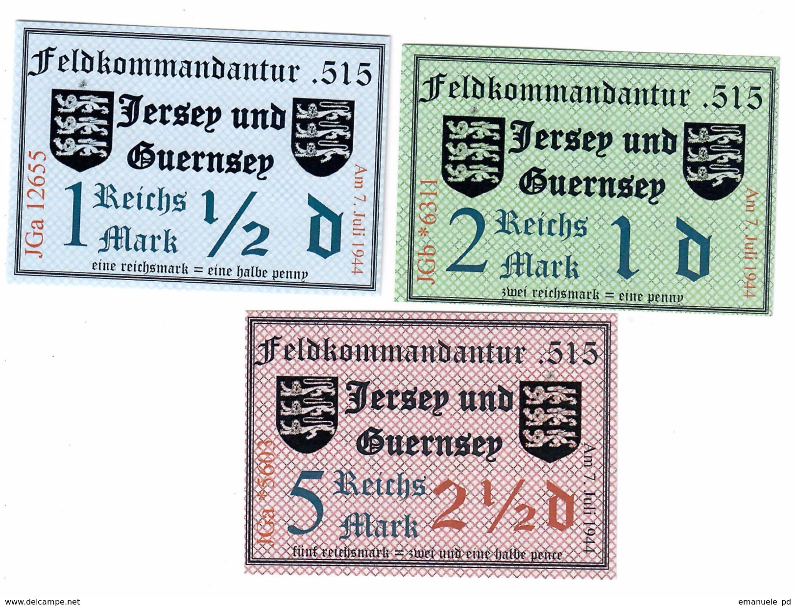 Fantasy Historical Banknotes - Jersey Guernsey  - German Occupation Of Channel Islands WW II - Andere & Zonder Classificatie