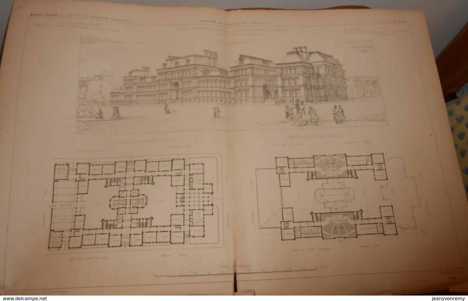 Plan De L'école Supérieure Anglaise Et Lycée Des études Classiques De Boston Pour 1800 élèves. Etats Unis. 1879 - Arbeitsbeschaffung