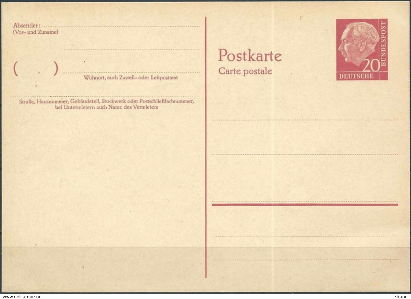 DEUTSCHLAND 1957 Mi-Nr. P 32 Postkarte Ungelaufen Siehe Scan - Postkarten - Ungebraucht