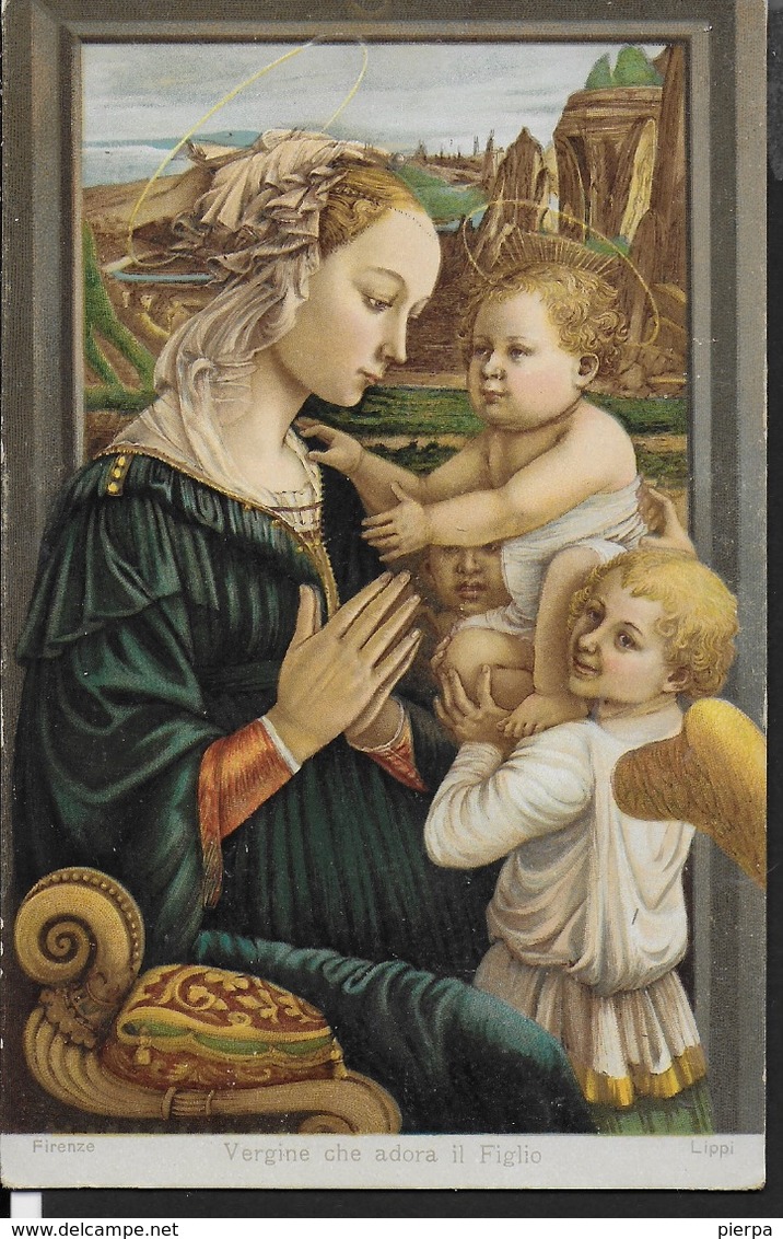 FILIPPO LIPPI - LA VERGINE CHE ADORA IL FIGLIO - UFFIZI FIRENZE - EDIZ. SBORGI - FORMATO PICCOLO SPESSA - ORIGINALE - Vergine Maria E Madonne