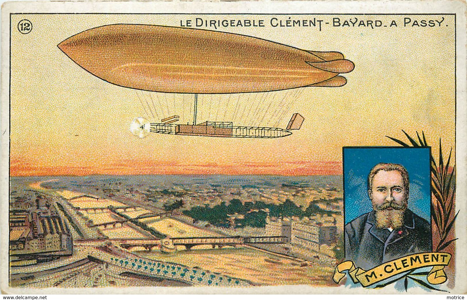 LE DIRIGEABLE CLÉMENT BAYARD à Passy,carte Illustrée.(dos Carte Publicitaire) - Dirigeables