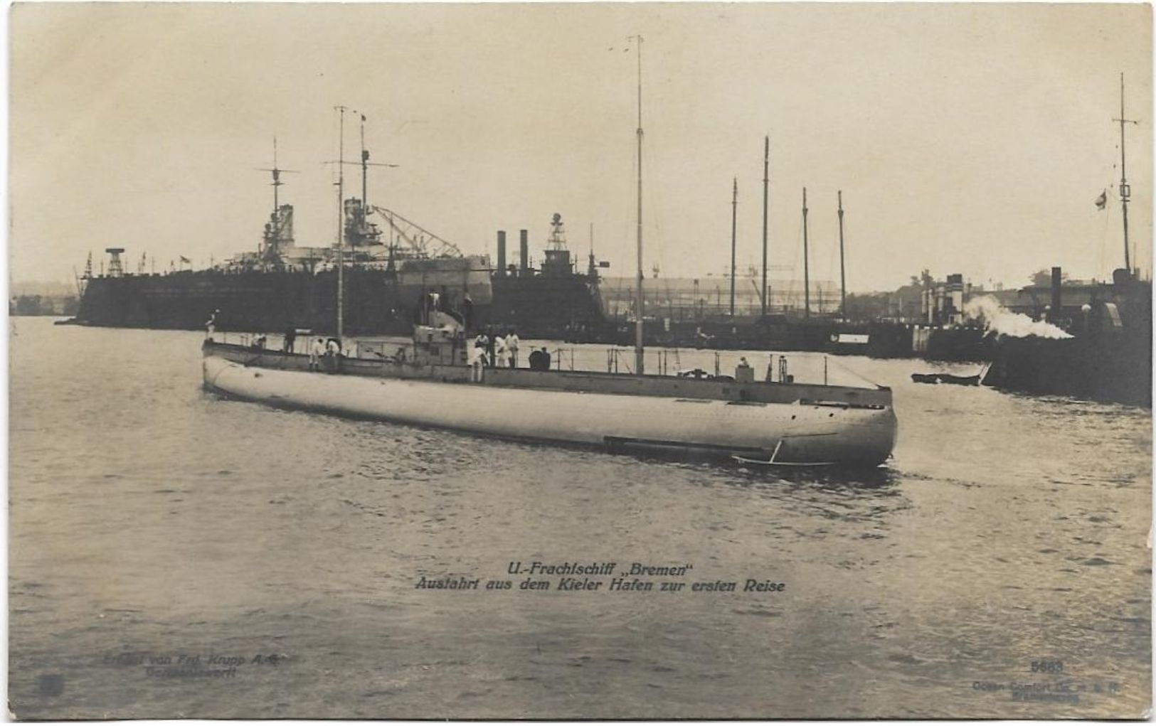 Foto AK U-Frachtschiff Bremen 1916 Ausfahrt Aus Dem Kieler Hafen Zur Ersten Reise U-Boot - Guerre 1914-18