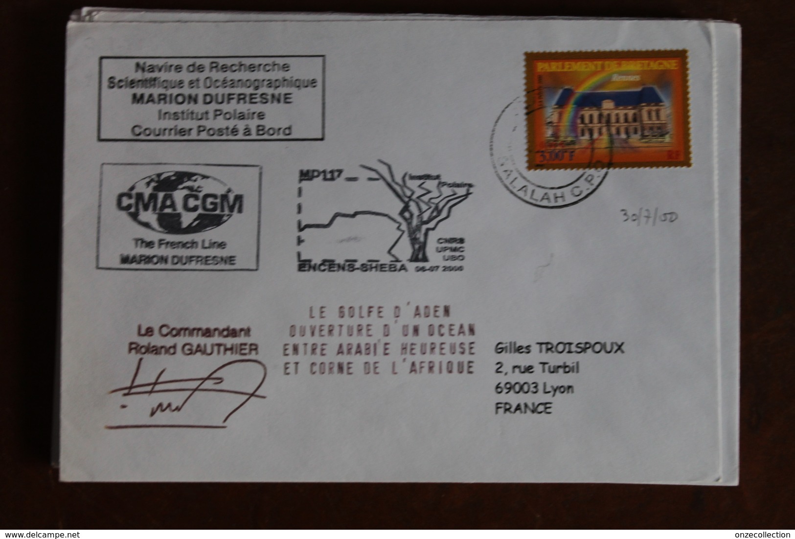 2000    -   MARION  DUFRESNE       ENVELOPPE  COMPLETE - Lettres & Documents