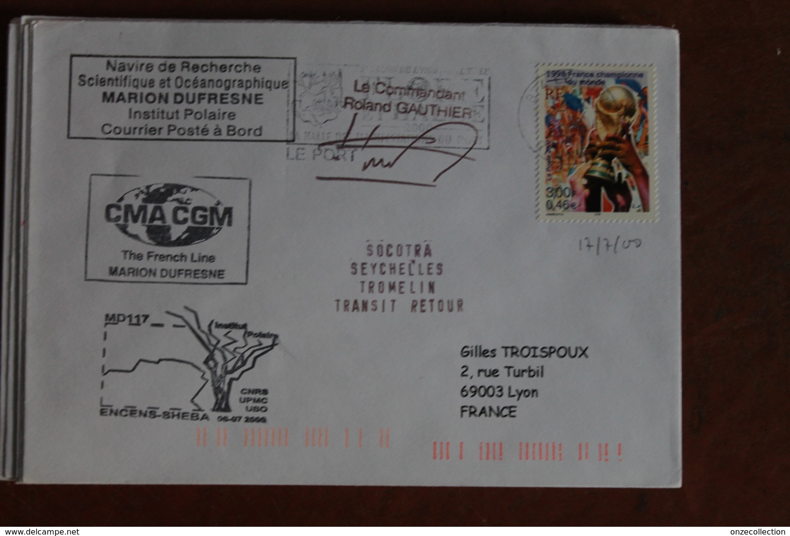 2000    -   MARION  DUFRESNE       ENVELOPPE  COMPLETE - Lettres & Documents