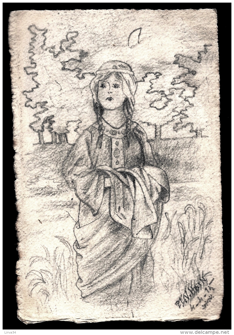 CPA ANCIENNE FRANCE- RARE DESSIN AU CRAYON SUR  CARTE PAPIER CANSON- LA LORRAINE- SIGNÉ LEVILLAIN 1915- - Autres & Non Classés