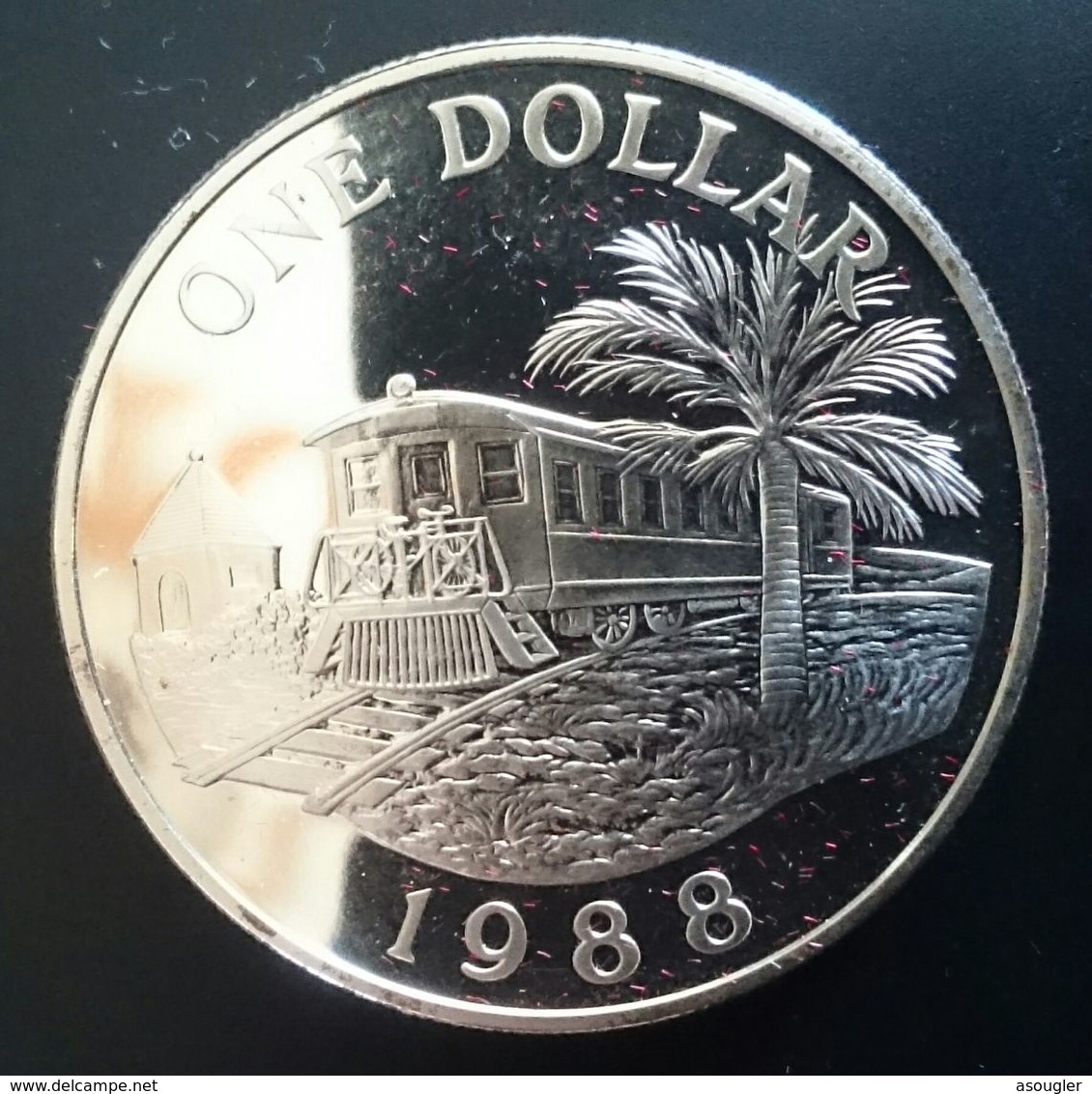 BERMUDA 1 DOLLAR 1988 SILVER UNC "Railroad" Free Shipping Via Registered Air Mail - Bermuda