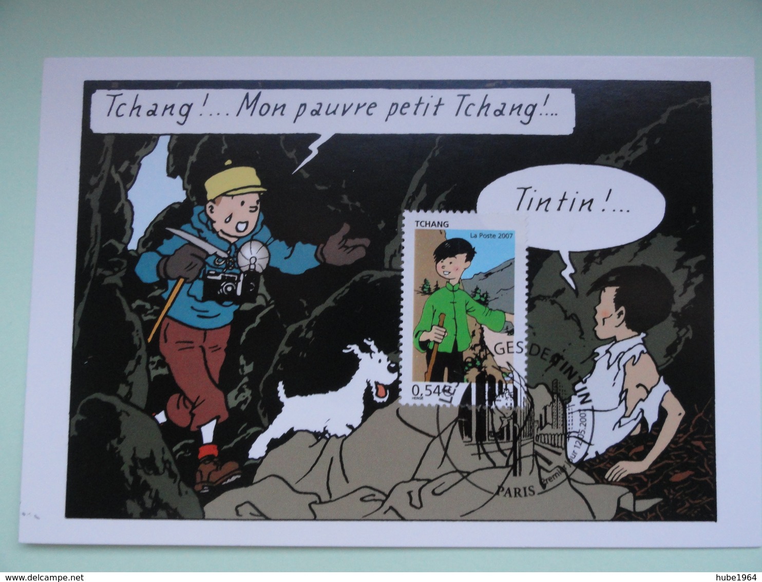 CARTE MAXIMUM CARD TCHANG TINTIN AU TIBET FRANCE - Stripsverhalen