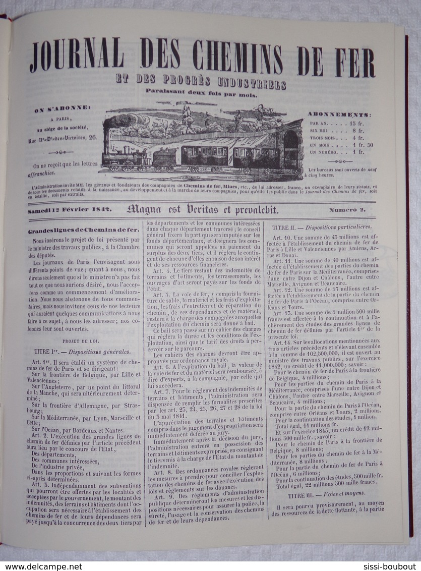 SNCF - JOURNAL DES CHEMINS DE FER - 1ère Années 1842 - Trains Et Gares Anciennes - Chemin De Fer