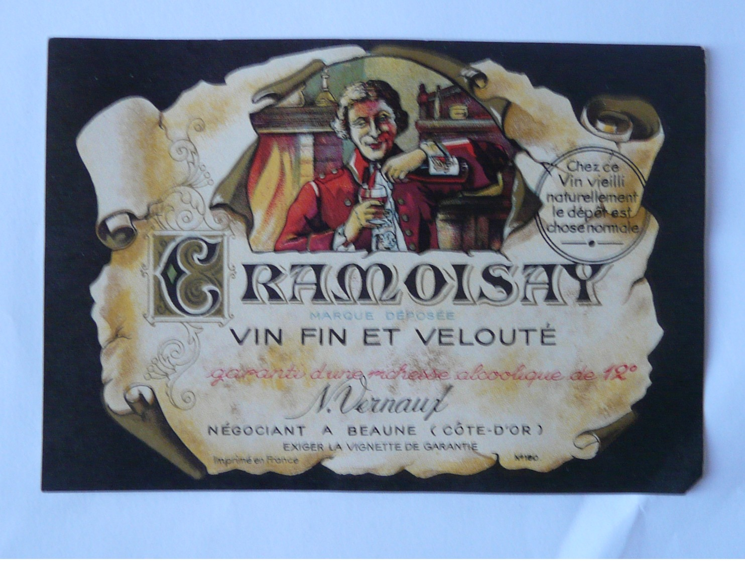 CPA5 - Ancienne étiquette Vin Fin Et Velouté Cramoisay Beaune - Autres & Non Classés