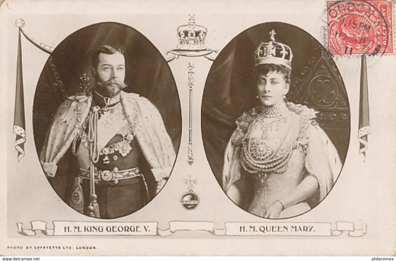 D32781 POSTCARD 1911 GREAT BRITAIN - KING GEORGE V And QUEEN MARY- STAMP KING EDWARD ON FRONT CP ORIGINAL - Familias Reales