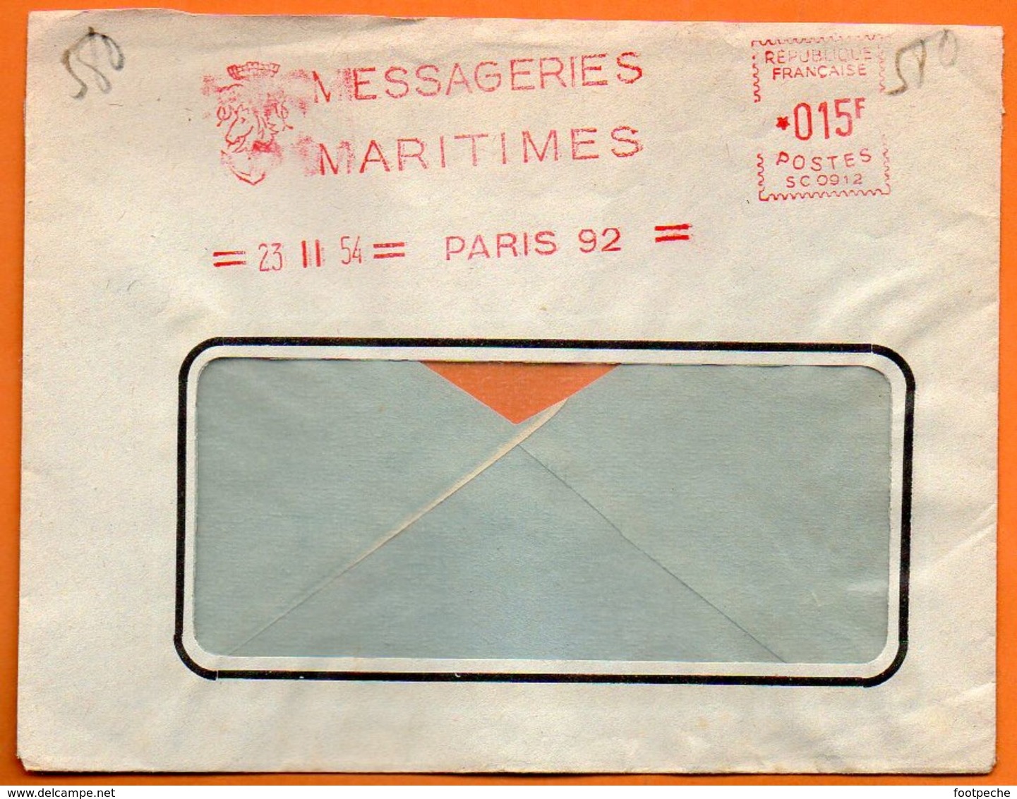 PARIS   MESSAGERIES MARITIMES   1954 Lettre Entière N° EMA Z 326 - EMA ( Maquina De Huellas A Franquear)