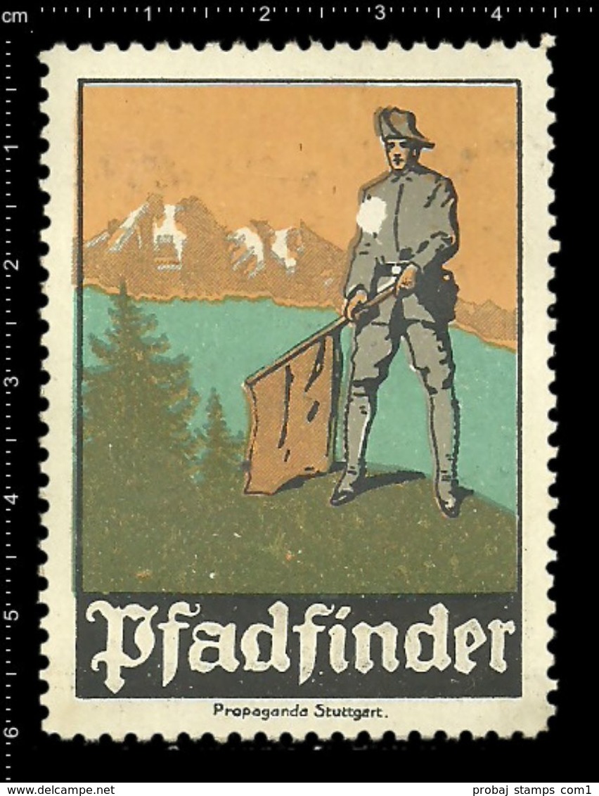 German Poster Stamp, Reklamemarke, Cinderella, Scout, Erkunden, Pfadfinder, Scout Posing, Erkunden Posierend. - Used Stamps