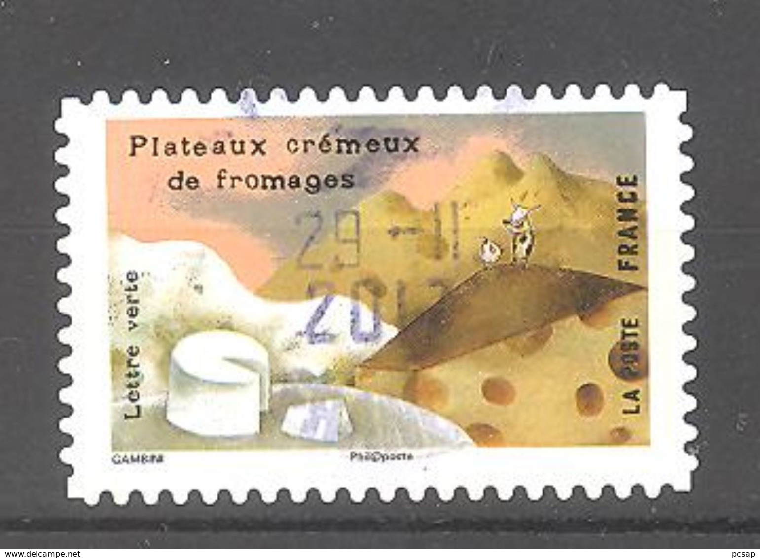 France Autoadhésif Oblitéré (Les Sens, Le Goût - Plateaux Crémeux De Fromages) (cachet Rond) - Oblitérés