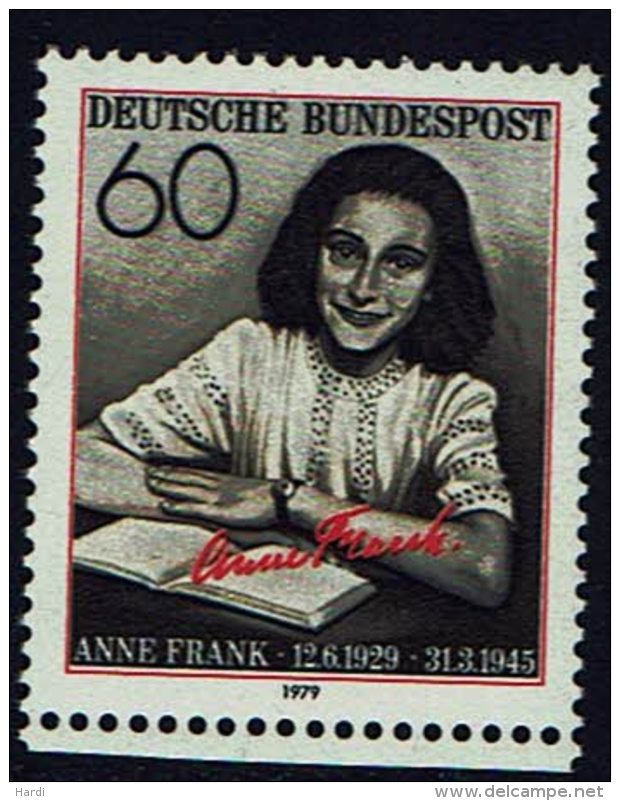 BRD, 1979, "50. Geburtstag Von Anne Frank" , MiNr 1013** - Unused Stamps