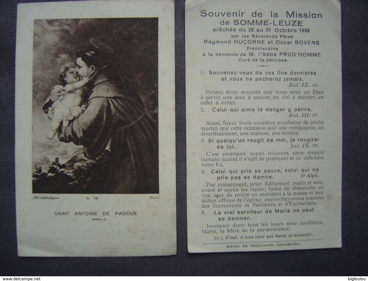 Image Souvenir De La Mission De SOMME-LEUZE - Octobre 1933 - Devotion Images