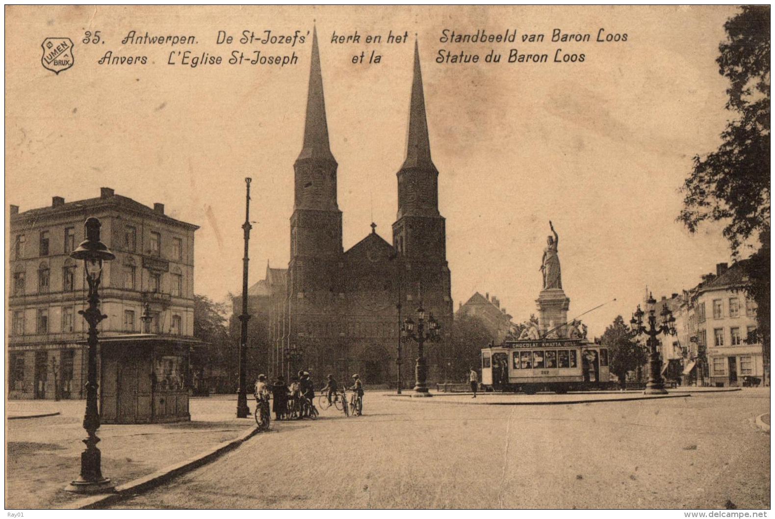 BELGIQUE - ANVERS - ANTWERPEN - L'Eglise St-Joseph Et La Statue Du Baron Loos - De St-Jozef's Kerk En Het Standbeel .... - Antwerpen