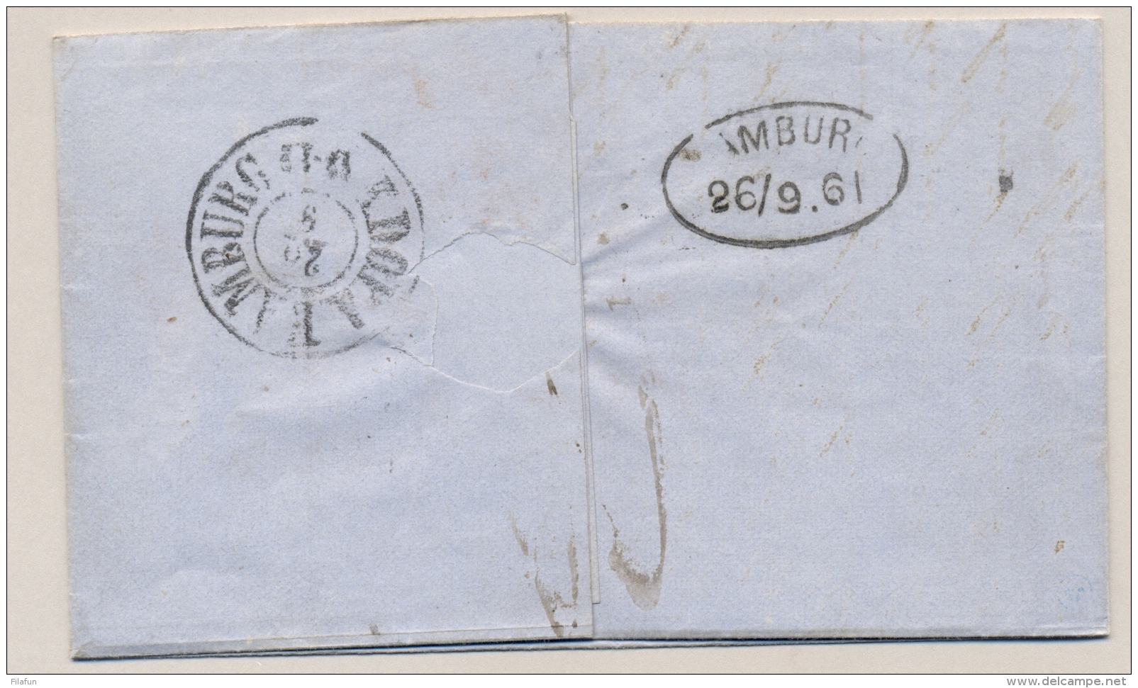 Nederland - 1861 - Complete Vouwbrief Na Posttijd Van Amsterdam Via Hamburg Naar Denemarken / Denmark - ...-1852 Voorlopers
