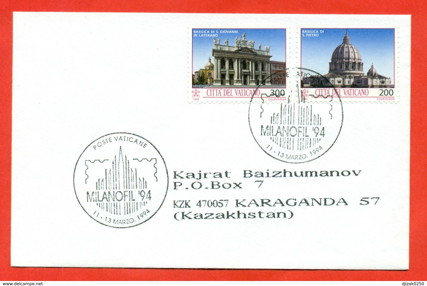 Vatican 1993.Architecture. Special Blanking. Envelope Passed The Mail. - Brieven En Documenten