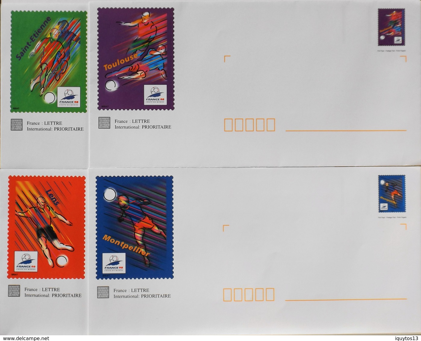 4 Enveloppes Illustrées Prêts-à-poster France 98 N° 3010 à 3013 - Envoi Lettre Prioritaire 20gr Validité Monde Entier - Listos A Ser Enviados: Otros (1995-...)